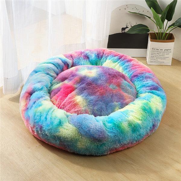 Round Plush Dog Bed – Soft Cozy Bed for Small Pets