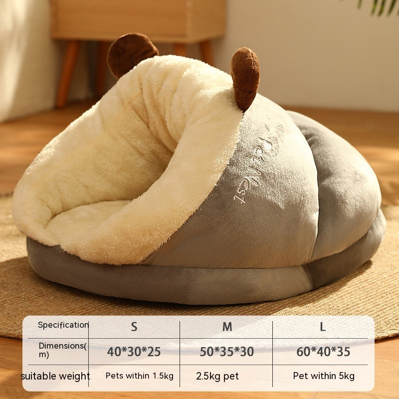 Slippers-Shaped Warm Pet Bed – Cozy Lounger for Cats & Dogs