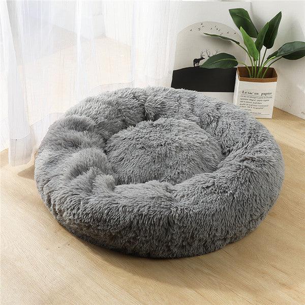 Round Plush Dog Bed – Soft Cozy Bed for Small Pets