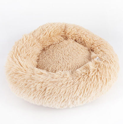 Round Plush Dog Bed – Soft Cozy Bed for Small Pets