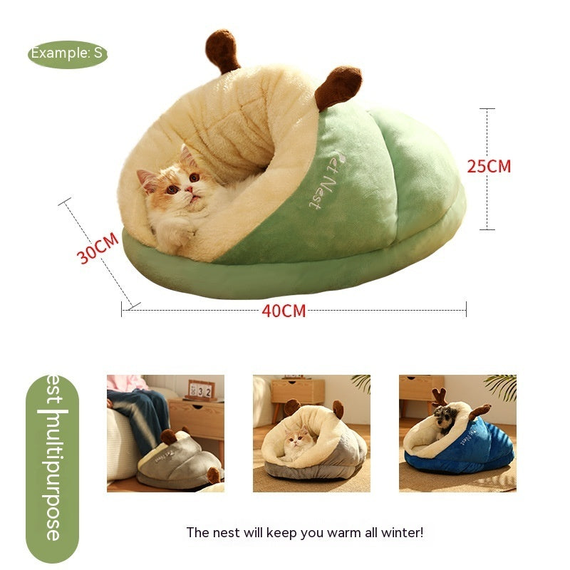 Slippers-Shaped Warm Pet Bed – Cozy Lounger for Cats & Dogs