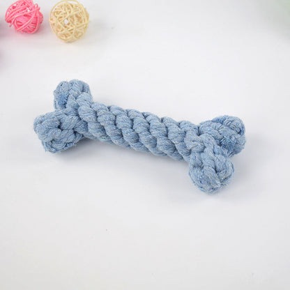 Knitted Knot Cotton Rope Bone Toy – Chew & Tug Toy for Dogs