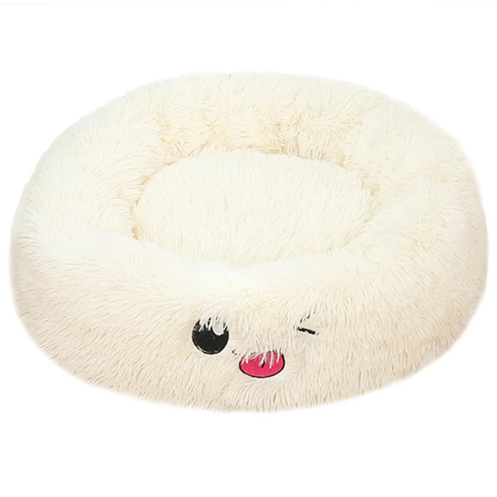 Round Plush Dog Bed – Soft Cozy Bed for Small Pets