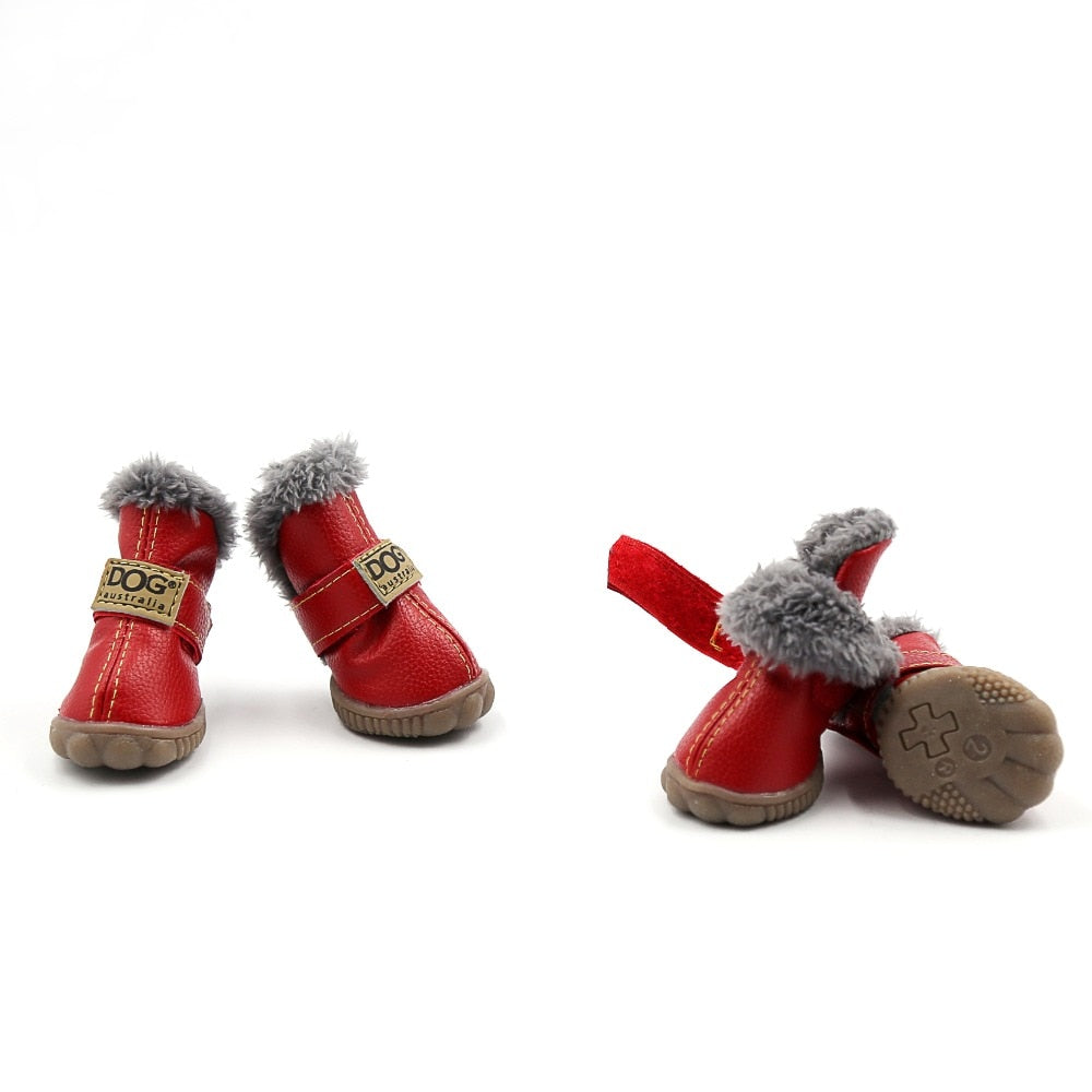 Waterproof Fleece-Lined Dog Snow Boots – Warm Winter Paw Protection
