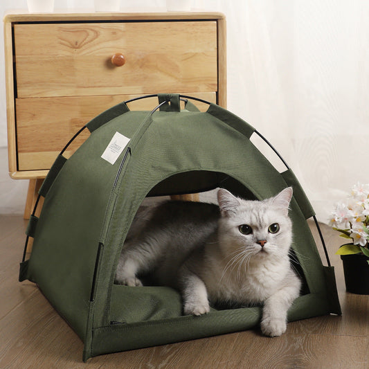 Foldable Cooling Tent Cat Bed – Portable Shade Shelter for Pets