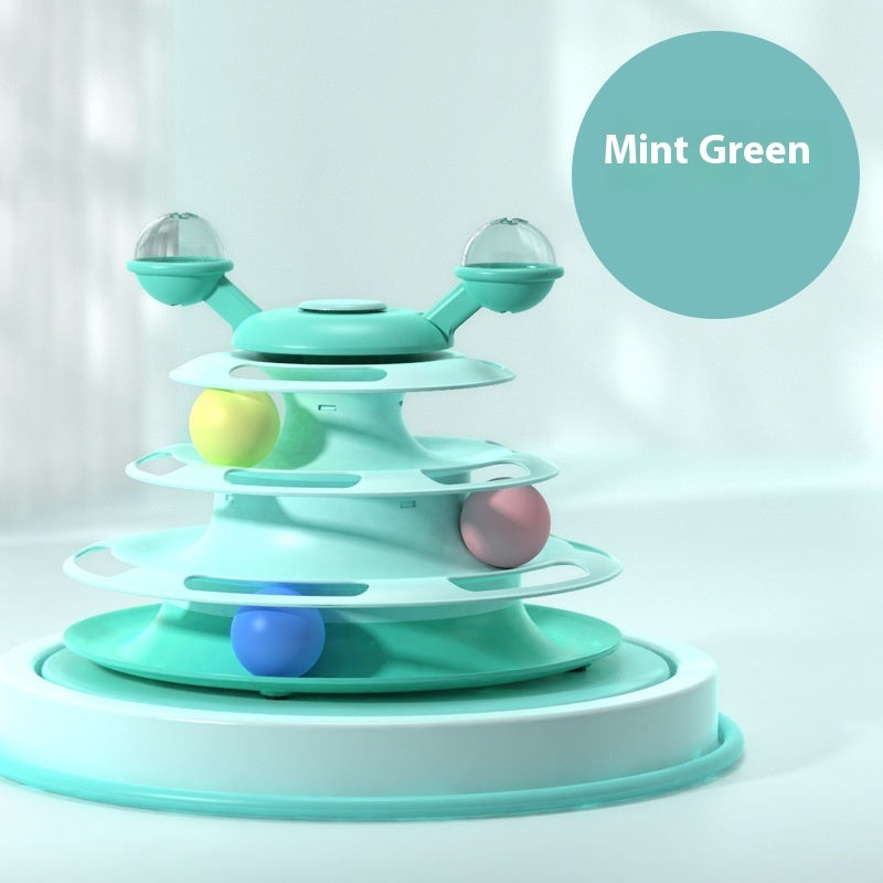 4-Level Cat Toy Tower Turntable – Interactive Play Center