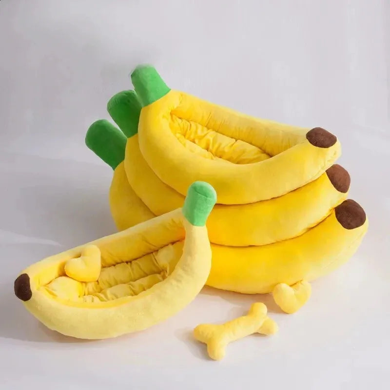Washable Banana Pet Bed – Cozy Kennel for Cats & Small Dogs