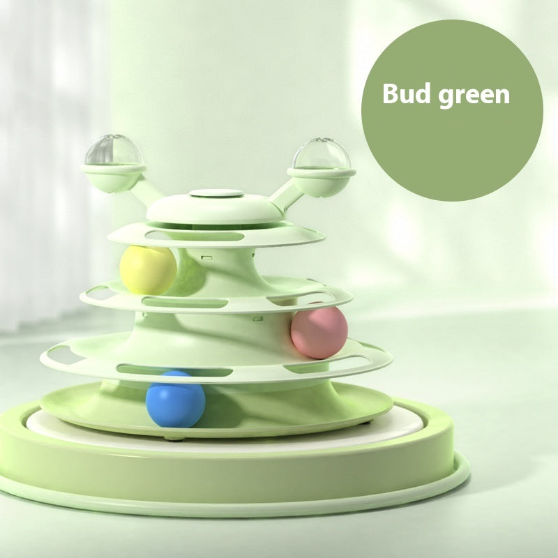 4-Level Cat Toy Tower Turntable – Interactive Play Center