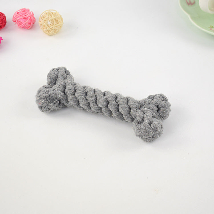 Knitted Knot Cotton Rope Bone Toy – Chew & Tug Toy for Dogs