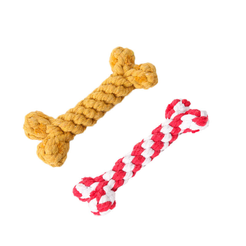 Knitted Knot Cotton Rope Bone Toy – Chew & Tug Toy for Dogs