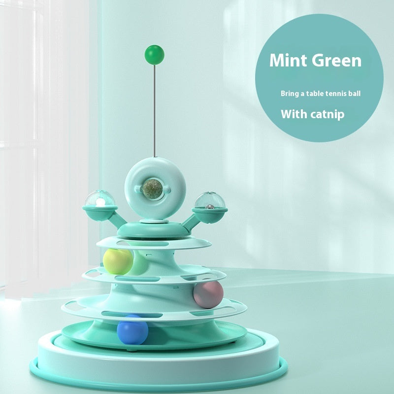 4-Level Cat Toy Tower Turntable – Interactive Play Center