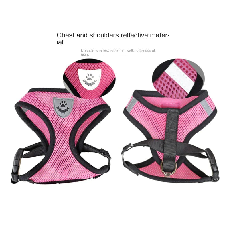 Adjustable Reflective Pet Harness – Dog & Cat Control Vest with Leash