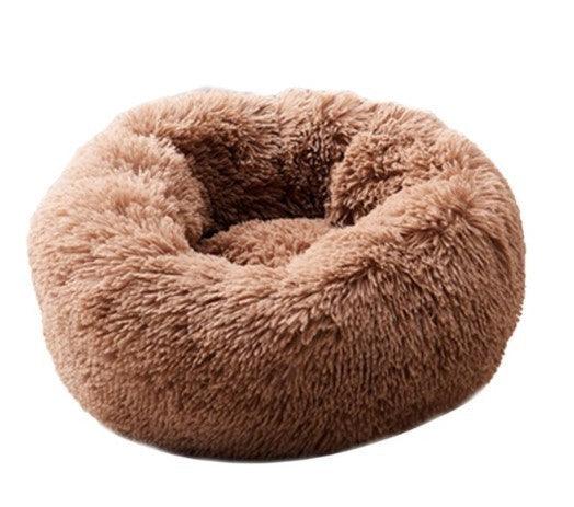 Round Plush Dog Bed – Soft Cozy Bed for Small Pets