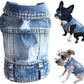 Pet Dog Cat Blue Denim Jeans Jacket Coat Vest