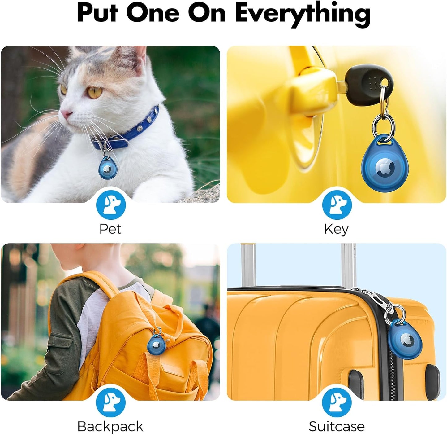 UNBREAKcable AirTag Holder – 4-Pack Waterproof Case for Pet Collars & Keys