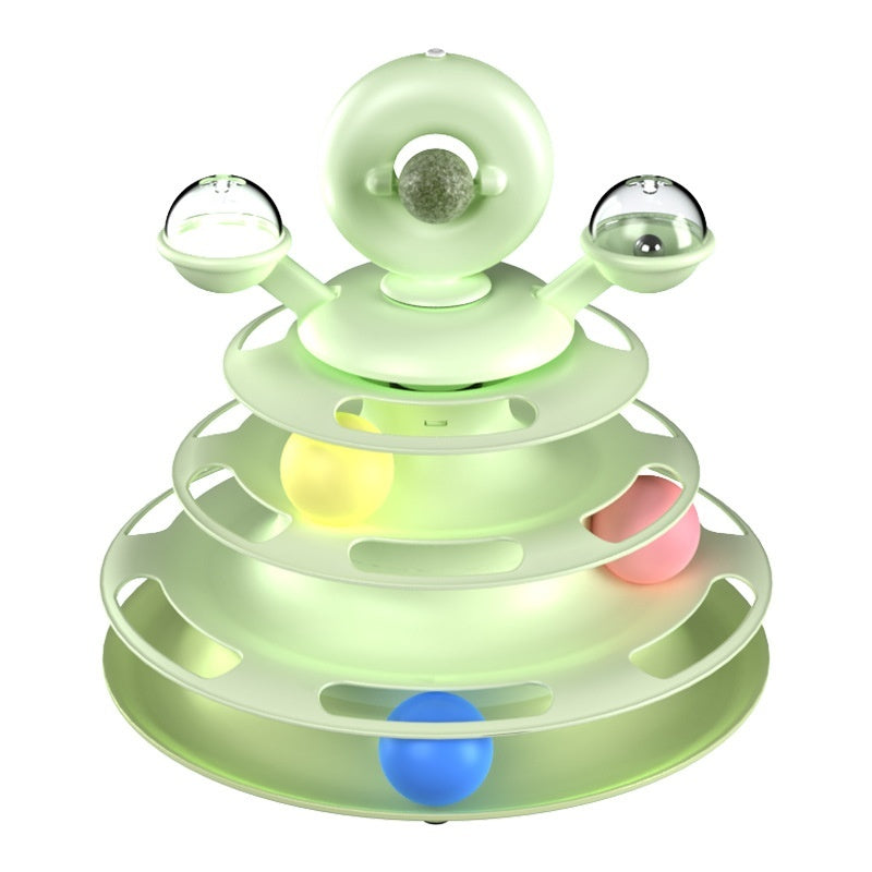4-Level Cat Toy Tower Turntable – Interactive Play Center