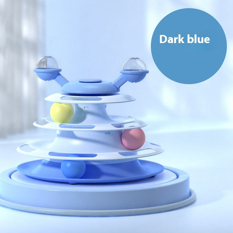 4-Level Cat Toy Tower Turntable – Interactive Play Center