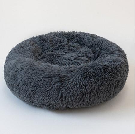 Round Plush Dog Bed – Soft Cozy Bed for Small Pets