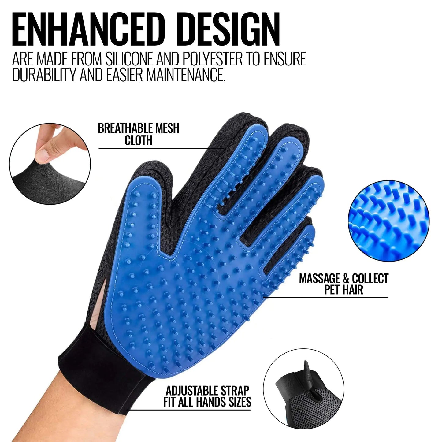 Pet Grooming Gloves – Deshedding & Massage Mitts for Dogs & Cats