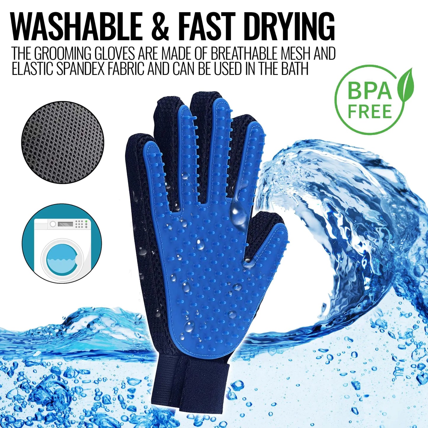 Pet Grooming Gloves – Deshedding & Massage Mitts for Dogs & Cats
