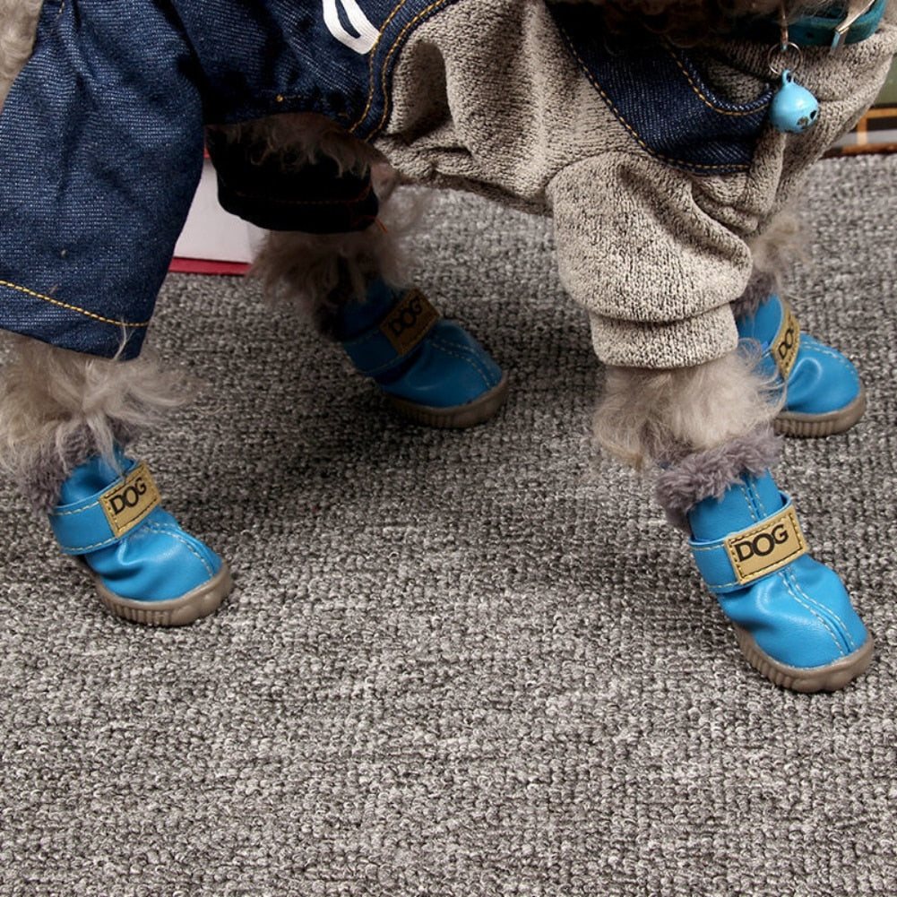 Waterproof Fleece-Lined Dog Snow Boots – Warm Winter Paw Protection