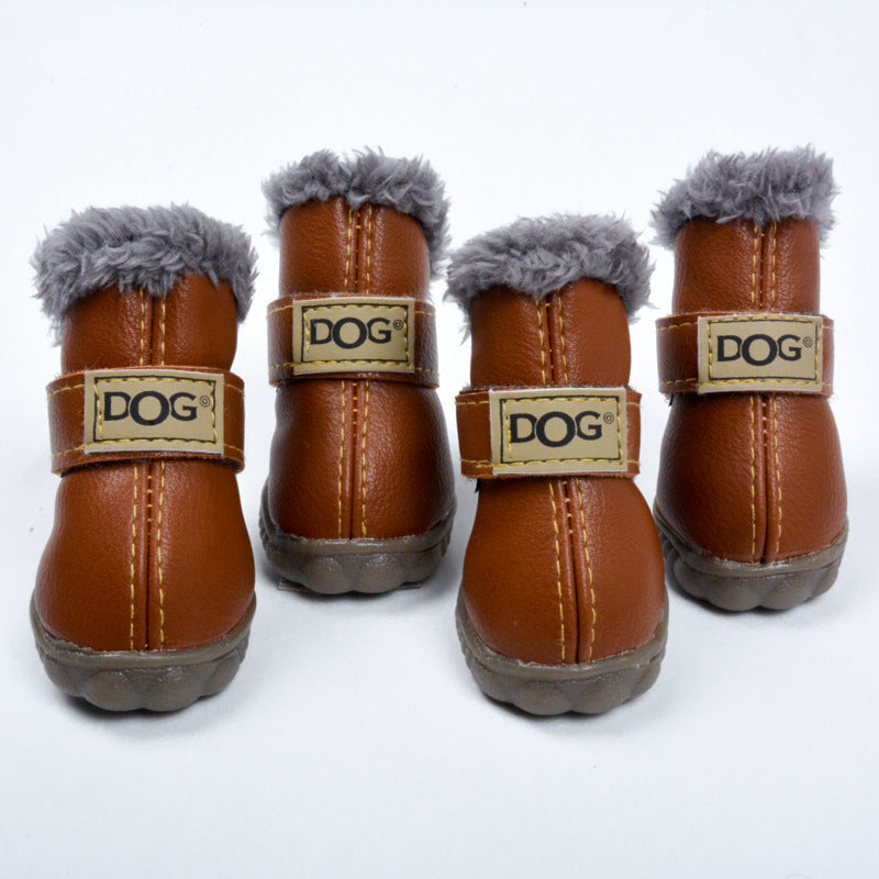 Waterproof Fleece-Lined Dog Snow Boots – Warm Winter Paw Protection