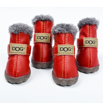 Waterproof Fleece-Lined Dog Snow Boots – Warm Winter Paw Protection