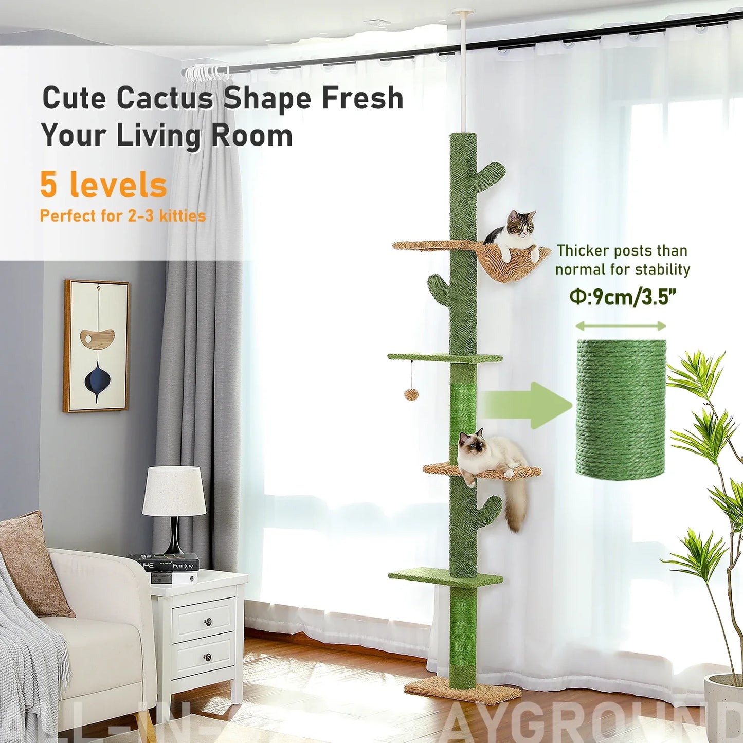 5-Tier Cat Tree Tower – Scratching Posts & Hammock Included