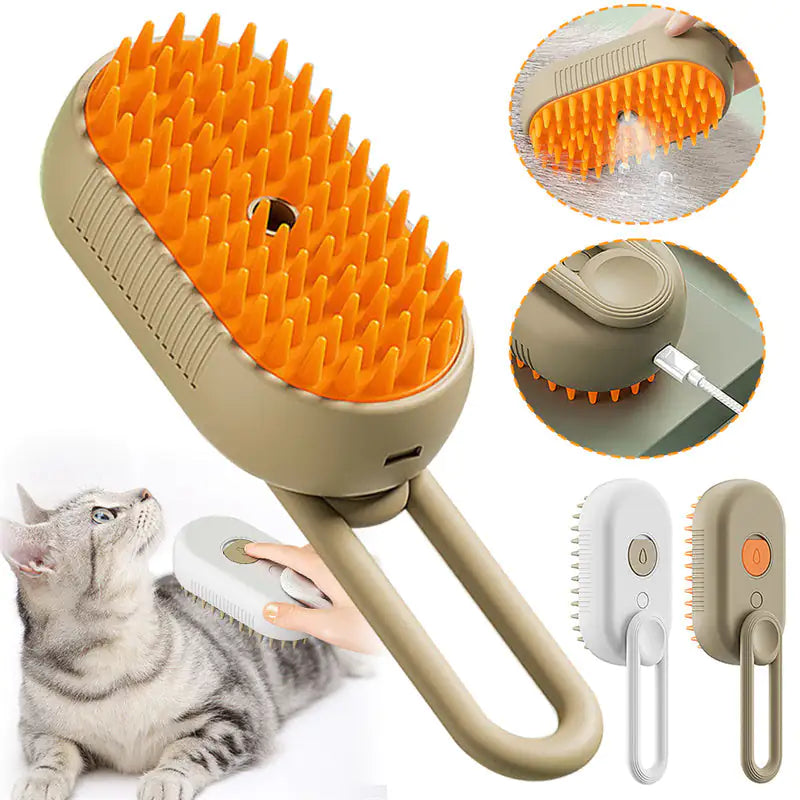 3-in-1 Electric Steam Brush – Cat & Dog Grooming Comb