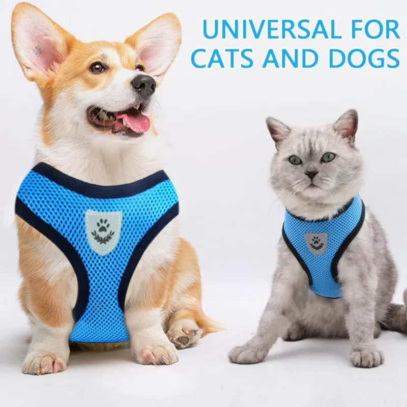 Adjustable Reflective Pet Harness – Dog & Cat Control Vest with Leash