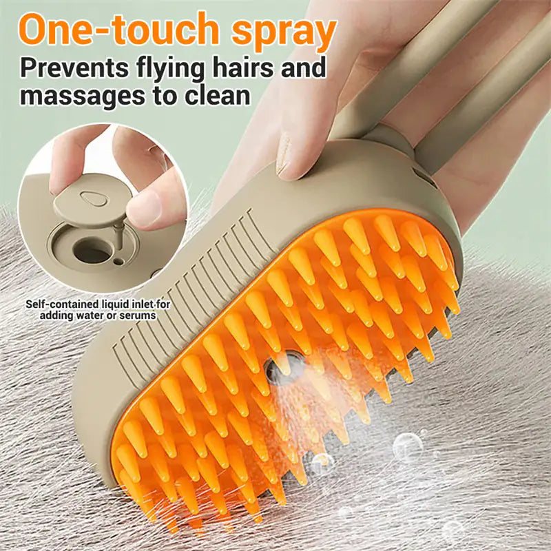 3-in-1 Electric Steam Brush – Cat & Dog Grooming Comb