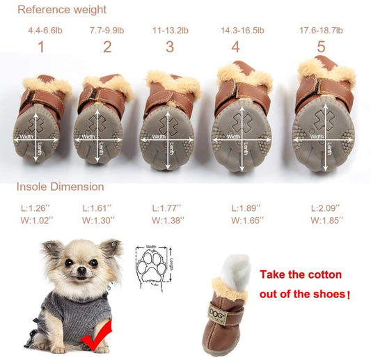 Waterproof Fleece-Lined Dog Snow Boots – Warm Winter Paw Protection