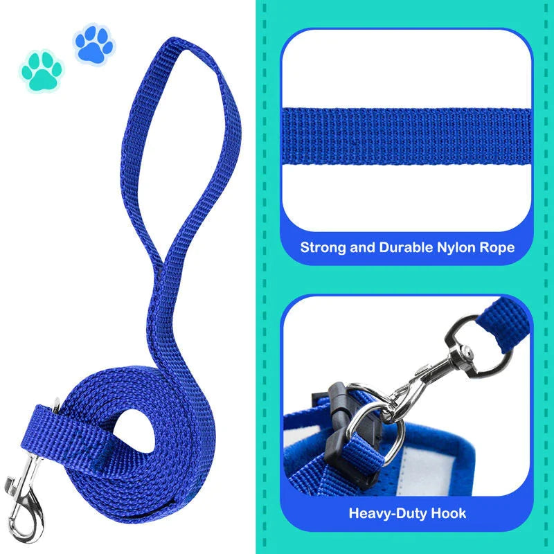 Adjustable Reflective Pet Harness – Dog & Cat Control Vest with Leash