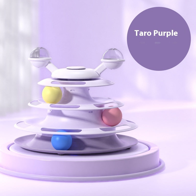 4-Level Cat Toy Tower Turntable – Interactive Play Center