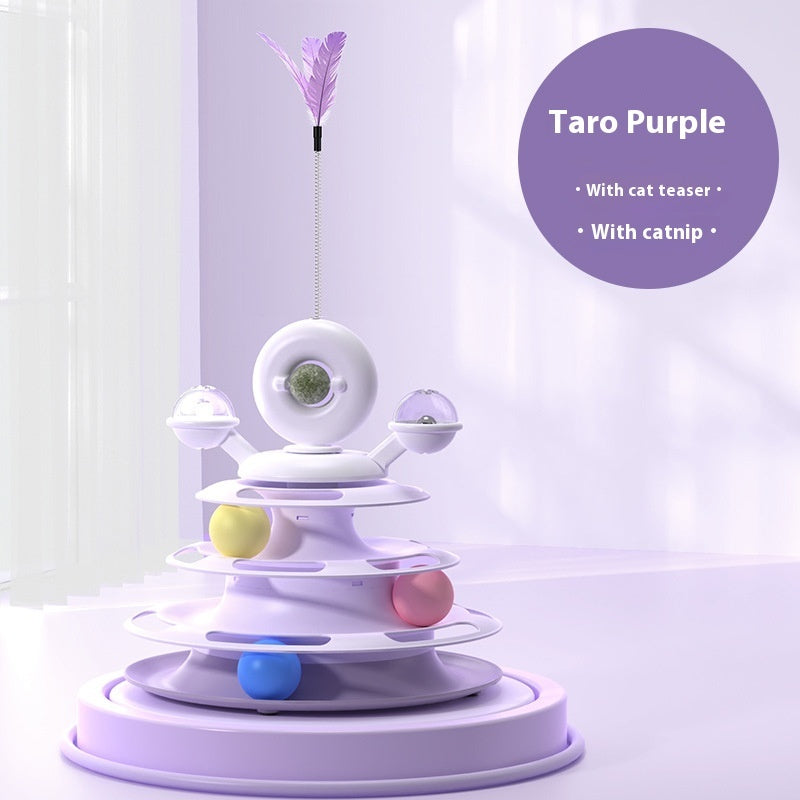 4-Level Cat Toy Tower Turntable – Interactive Play Center