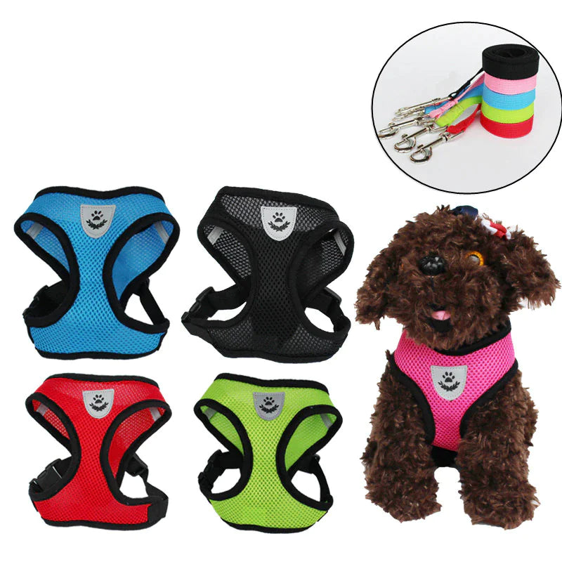 Adjustable Reflective Pet Harness – Dog & Cat Control Vest with Leash