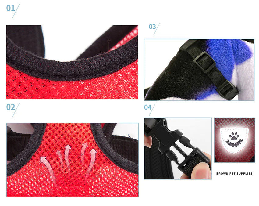 Adjustable Reflective Pet Harness – Dog & Cat Control Vest with Leash