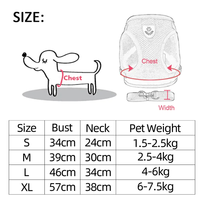 Adjustable Reflective Pet Harness – Dog & Cat Control Vest with Leash